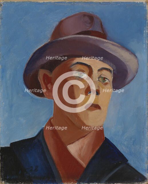 Self-Portrait with a Hat, 1928. Creator: Vaino Kunnas.