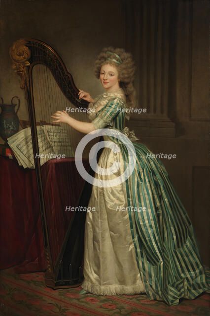 Self-Portrait with a Harp, 1791. Creator: Rose Adelaide Ducreux.