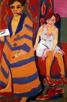Self Portrait with a Model 1907. Artist: Ernst Kirchner