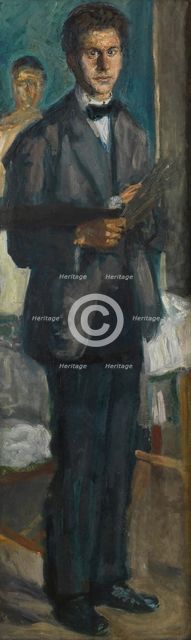 Self-portrait with a palette, 1906-1907. Creator: Gerstl, Richard (1883-1908).