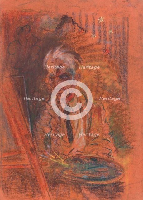 Self-portrait with a palette, 1925-1930. Creator: Arnold Peter Weisz-Kubincan.