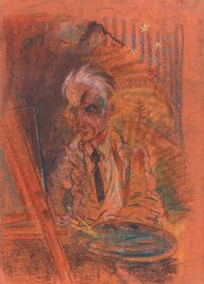 Self-portrait with a palette, 1925-1930. Creator: Arnold Peter Weisz-Kubincan