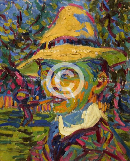 Self-Portrait with a Pipe, 1907. Creator: Kirchner, Ernst Ludwig (1880-1938).