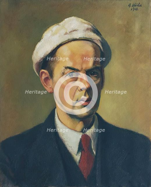 Self-portrait with a white cap, 1946. Creator: Anton Hula.