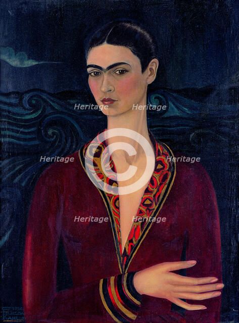 Self-Portrait with a Velvet Dress, 1926.  Creator: Frida Kahlo.