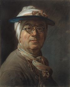 Self-Portrait with a Visor, c. 1776. Creator: Jean-Simeon Chardin