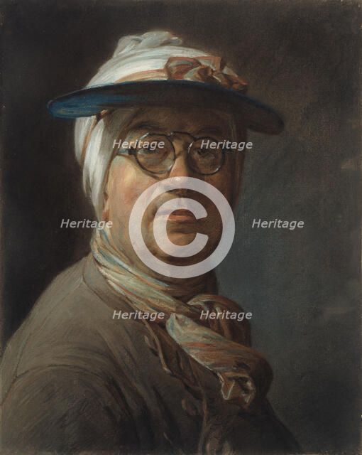 Self-Portrait with a Visor, c. 1776. Creator: Jean-Simeon Chardin.