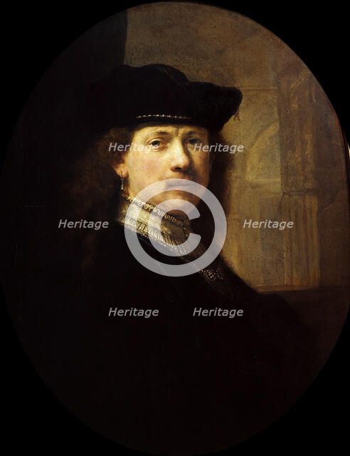 Self portrait with an architectural background, ca 1639. Creator: Rembrandt van Rhijn, (School)  .