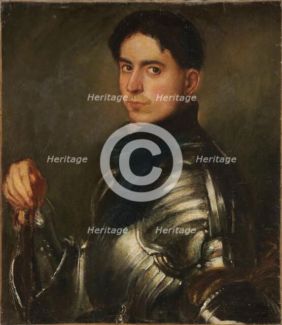Self-portrait with armour, 1902. Creator: Spadini; Armando (1883-1925).
