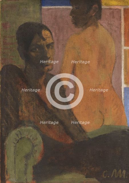 Self-Portrait with back act, ca 1929. Creator: Mueller, Otto (1874-1930).