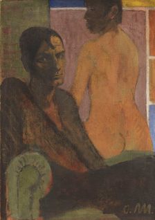 Self-Portrait with back act, ca 1929. Creator: Mueller, Otto (1874-1930)