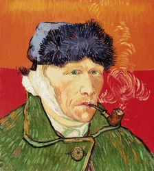 Self-Portrait with bandaged ear and pipe, 1889. Creator: Gogh, Vincent, van (1853-1890)