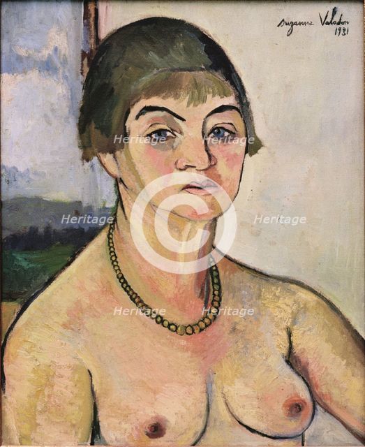 Self-portrait with bare breasts (Autoportrait aux seins nus), 1931. Creator: Valadon, Suzanne (1865-1938).