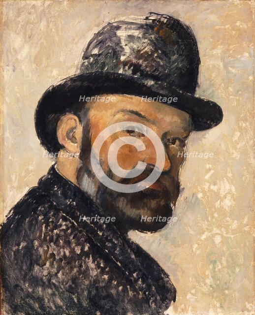 Self-Portrait with Bowler Hat , 1885-1886. Creator: Cézanne, Paul (1839-1906).