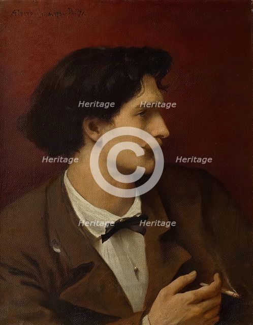 Self-portrait with cigarette, 1871. Creator: Anselm Friedrich Feuerbach.