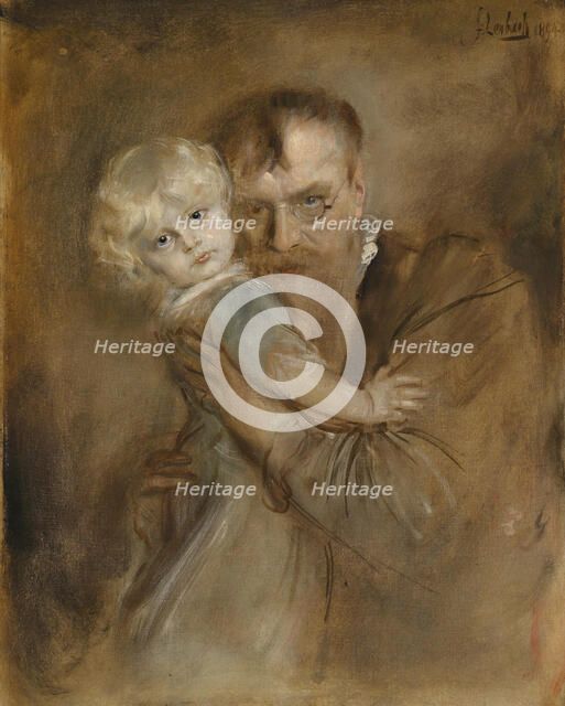 Self-portrait with Daughter Marion. Artist: Lenbach, Franz, von (1836-1904)