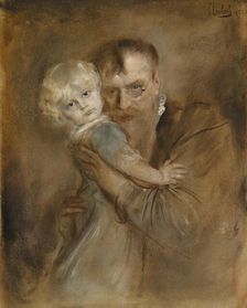 Self-portrait with Daughter Marion. Artist: Lenbach, Franz, von (1836-1904)