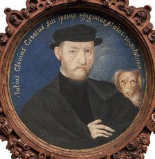 Self-Portrait with dog, 1528. Artist: Clovio, Giulio (1498-1575)