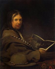 Self-Portrait with Etching by Rembrandt (Portrait of a Collector?), 1700. Creator: Aert de Gelder