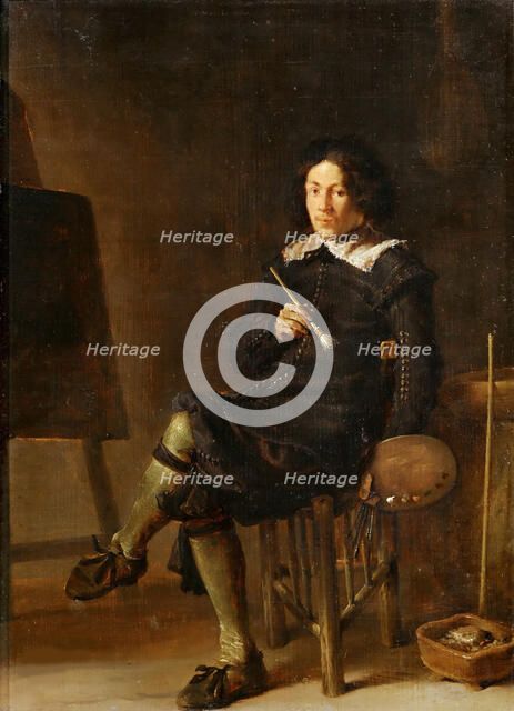 Self-Portrait with Easel , 1629. Creator: Saftleven, Cornelis Hermansz. (ca. 1607-1681).