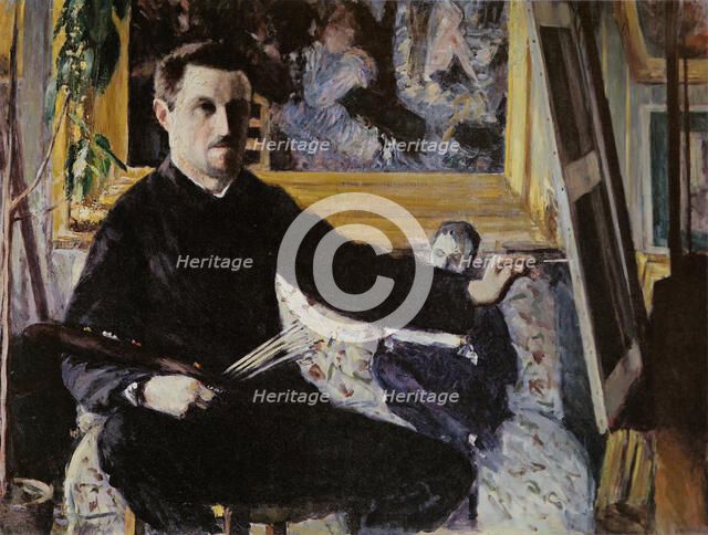 Self-Portrait with Easel, 1879-1880. Creator: Caillebotte, Gustave (1848-1894).