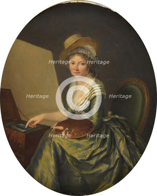 Self-Portrait with Easel. Creator: Lemoine, Marie Elisabeth (1754-1820).