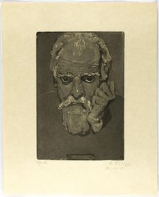 Self-Portrait with Fist to Face, 1918. Creator: Max Klinger