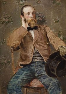 Self-Portrait with Flowered Wallpaper, 1848-1850 (?). Creator: Richard Caton Woodville