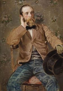 Self-Portrait with Flowered Wallpaper, 1848-1850 (?). Creator: Richard Caton Woodville