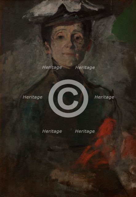 Self-Portrait with Flowers, c1909. Creator: Olga Boznanska.