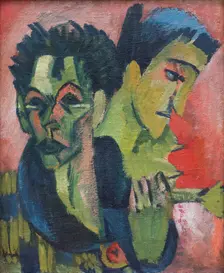 Self-Portrait with girl, 1914-1915