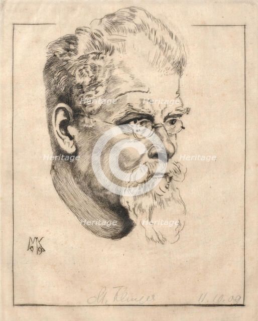 Self-portrait with glasses, 1909. Creator: Klinger, Max (1857-1920).