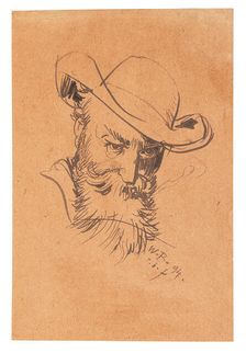 Self-Portrait With Hat, 1894. Creator: Busch, Wilhelm (1832-1908)