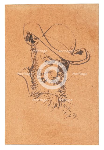 Self-Portrait With Hat, 1894. Creator: Busch, Wilhelm (1832-1908).