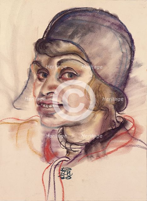 Self-portrait with hat, 1930. Creator: Lohse-Wächtler, Elfriede (1899-1940).