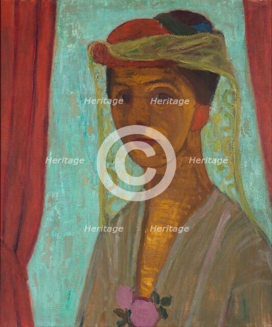 Self-portrait with hat and veil, 1906-1907. Artist: Modersohn-Becker, Paula (1876-1907)
