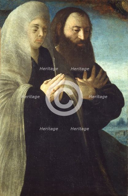 Self-portrait with His Wife Placida, 1530-1535. Creator: Caroto, Giovan Francesco (c. 1480-1555).