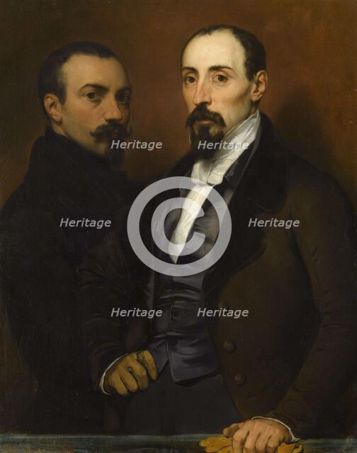 Self-Portrait with his son Achille, 1836. Creator: Devéria, Eugène (1805-1865).