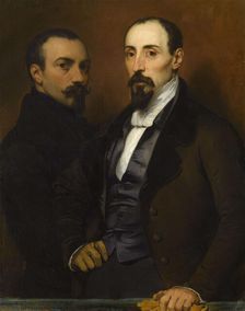 Self-Portrait with his son Achille, 1836. Creator: Devéria, Eugène (1805-1865)