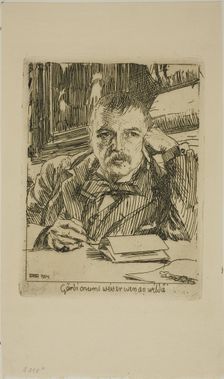 Self-Portrait with Inscription, 1904. Creator: Anders Leonard Zorn