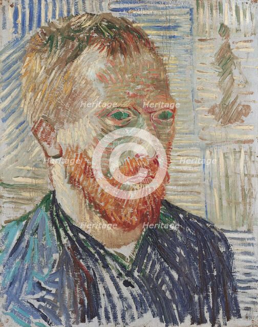 Self-Portrait with Japanese Print, 1887. Creator: Gogh, Vincent, van (1853-1890).