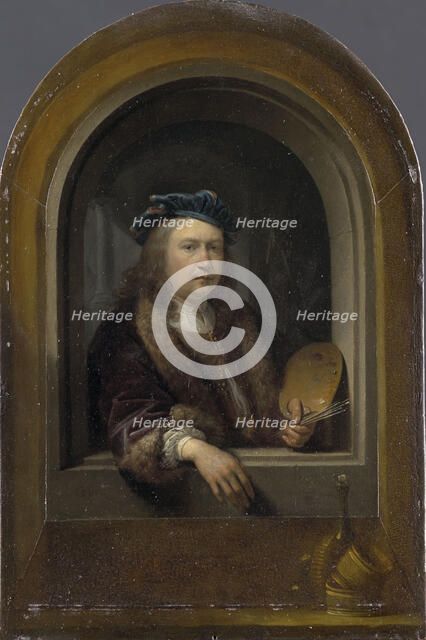 Self-Portrait with Palette, c. 1660. Creator: Dou, Gerard (Gerrit) (1613-1675).