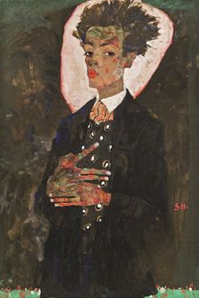 Self-Portrait with Peacock Vest Standing, 1911