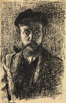 Self-portrait with pipe, c1900. Creator: Matisse, Henri (1869-1954)