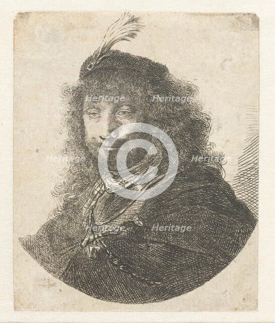 Self-portrait with plumed beret, after 1634. Creator: Rembrandt van Rhijn (1606-1669).