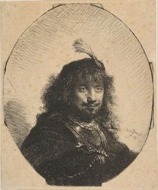 Self-Portrait with Plumed Cap and Lowered Sabre, 1634. Creator: Rembrandt Harmensz van Rijn