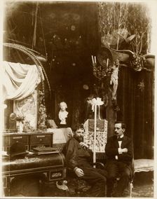 Self-Portrait with possibly Paul Gauguin in His Studio, Rue du Val-de-Grâce, Paris, neg 1899. Creator: Alphonse Mucha