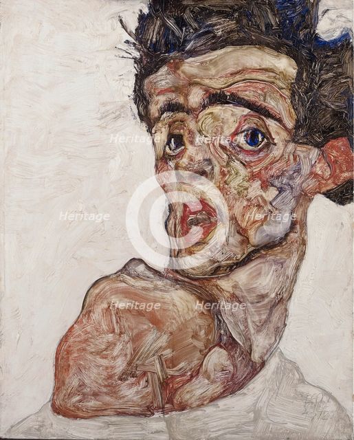 Self-Portrait with Raised Bare Shoulder, 1912.