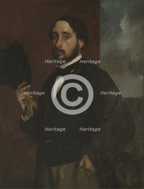Self-portrait with Raised Hat, ca 1863. Artist: Degas, Edgar (1834-1917)