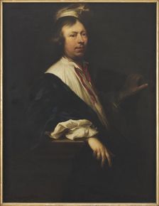 Self-portrait with red ribbon. Creator: Adler, Salomon (1630-1709)